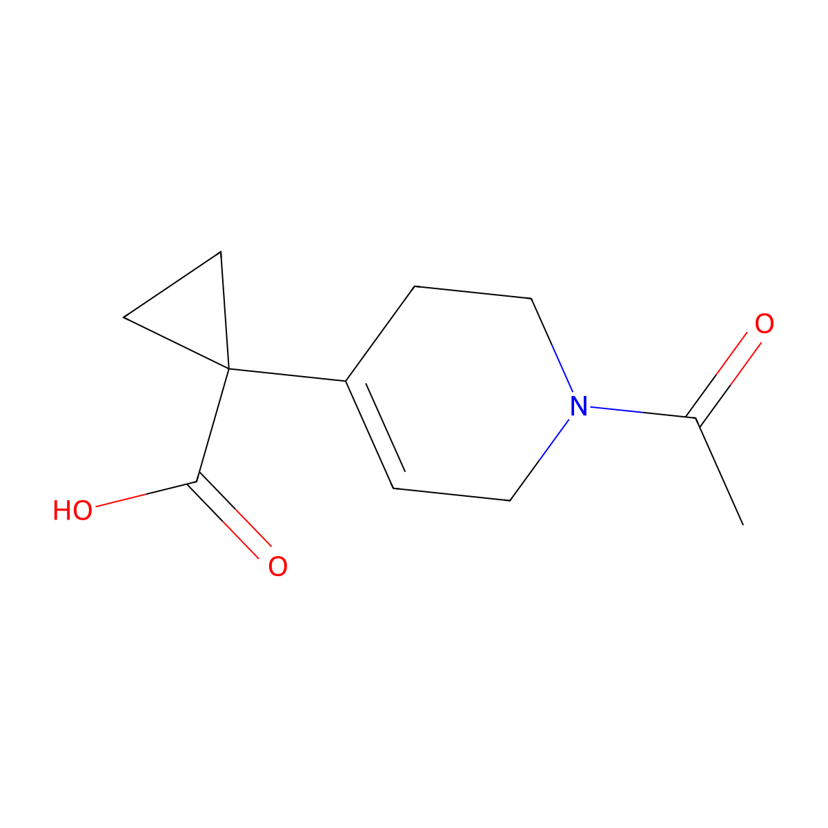 1-(1-Acetyl-1,2,3,6-tetrahydropyridin-4-yl)cyclopropane-1-carboxylic acid molecular structure, CAS 2680720-76-5