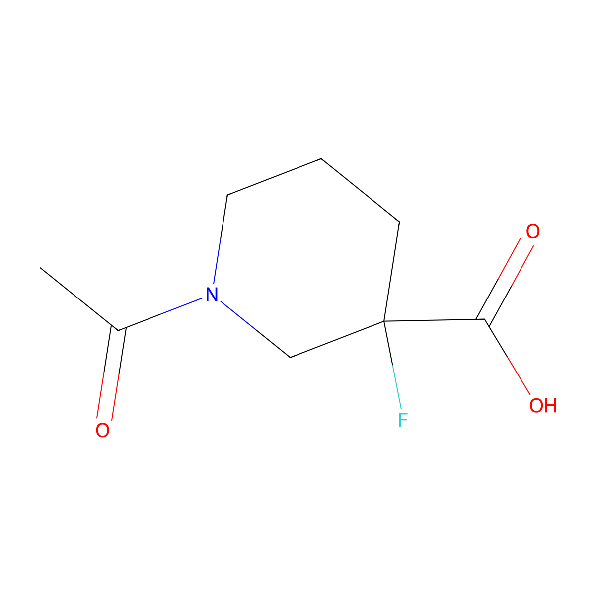 1-Acetyl-3-fluoropiperidine-3-carboxylic acid molecular structure, CAS 2680720-84-5