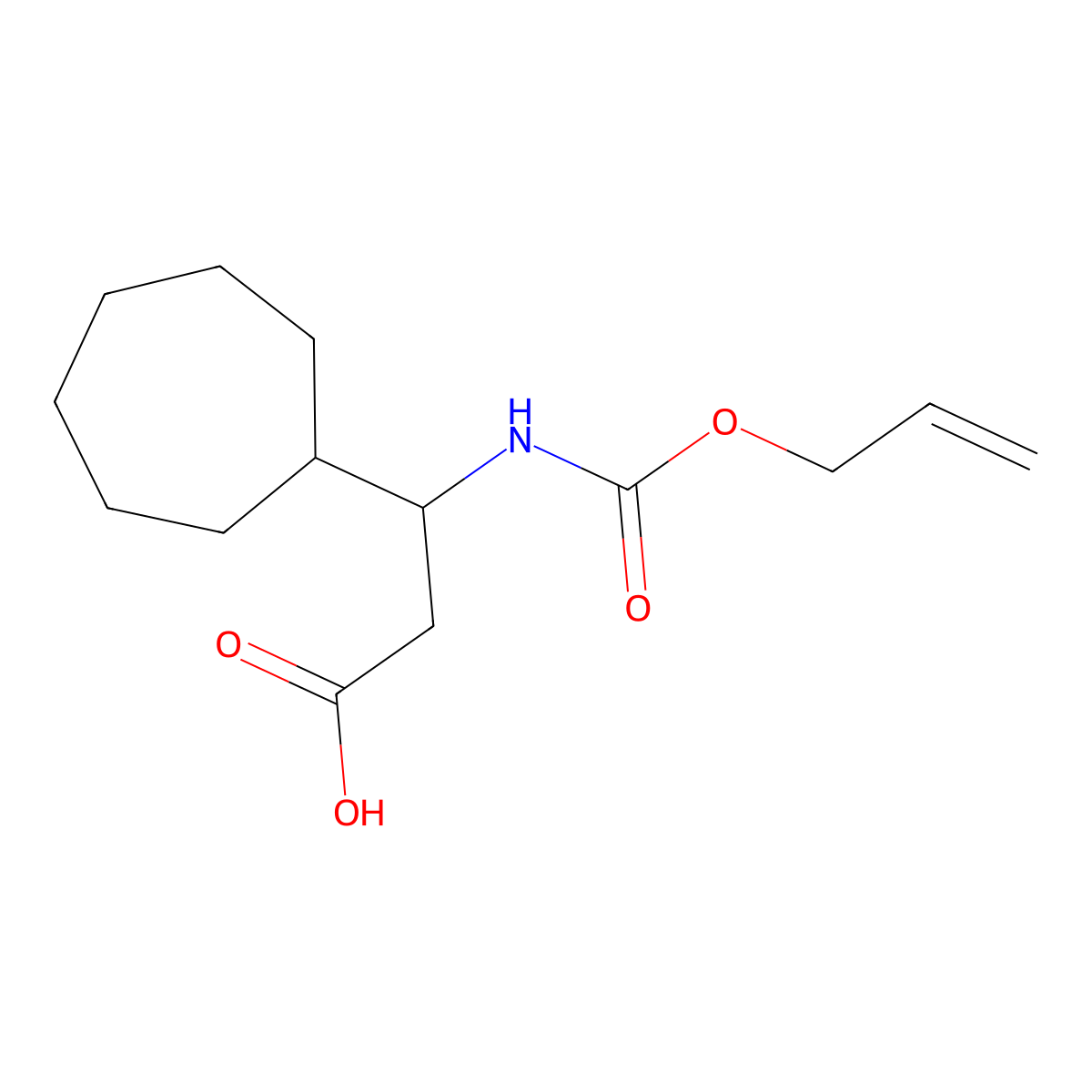 3-Cycloheptyl-3-{[(prop-2-en-1-yloxy)carbonyl]amino}propanoic acid molecular structure, CAS 2680720-89-0