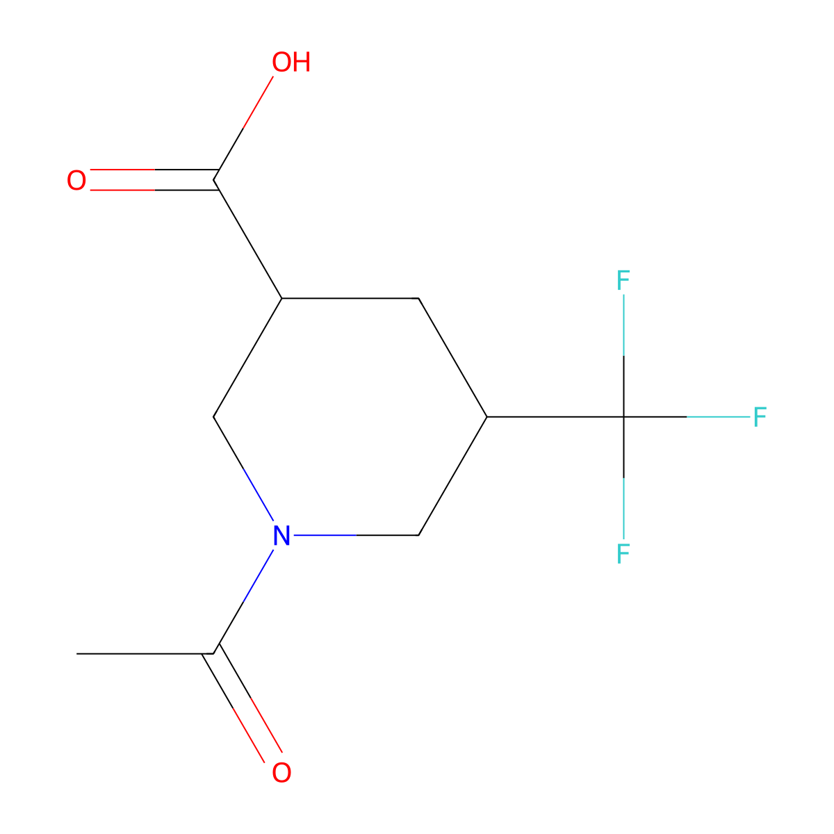 1-Acetyl-5-(trifluoromethyl)piperidine-3-carboxylic acid molecular structure, CAS 2680720-91-4