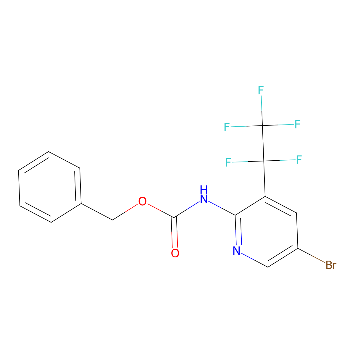 benzyl N-[5-bromo-3-(1,1,2,2,2-pentafluoroethyl)pyridin-2-yl]carbamate molecular structure, CAS 2680720-94-7
