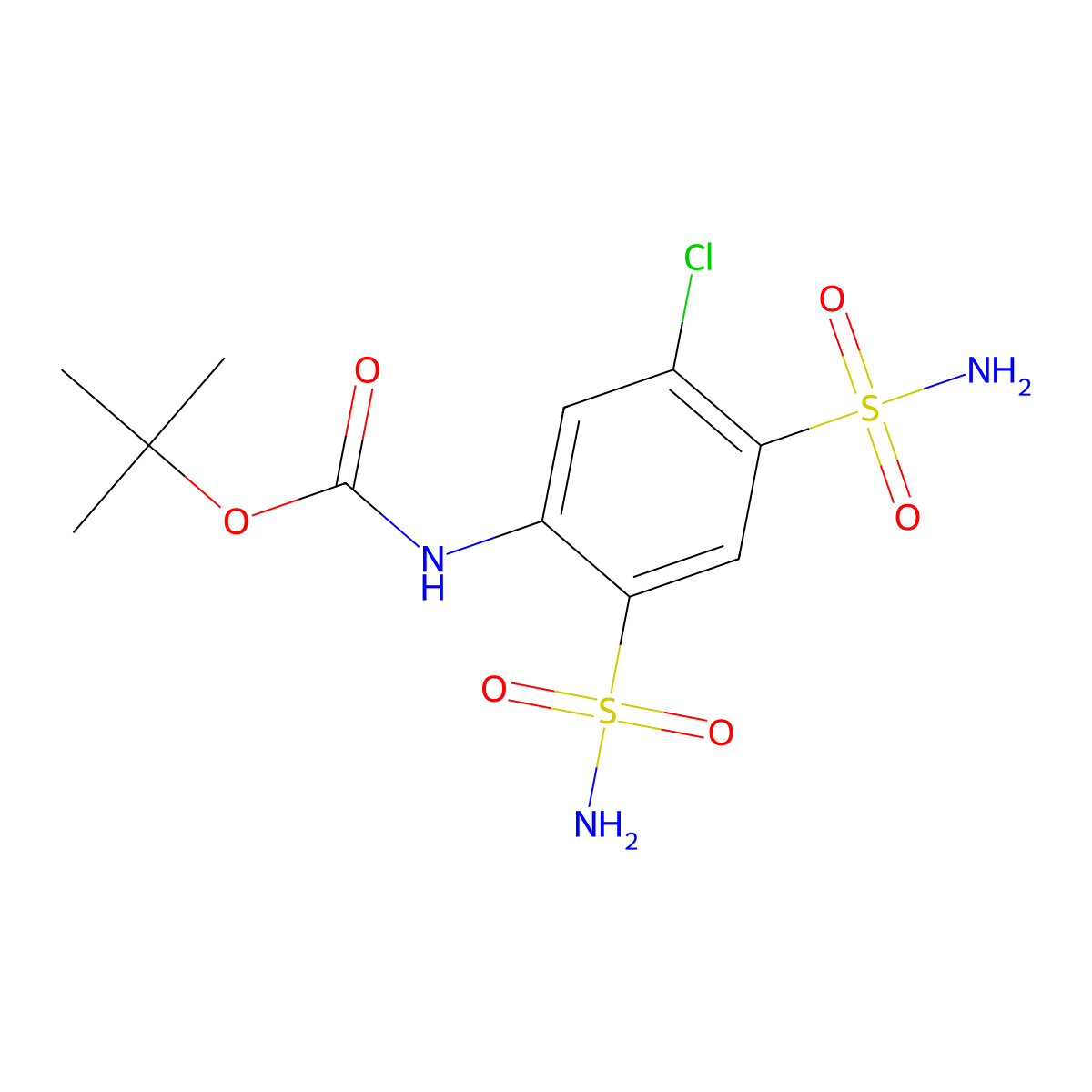 tert-butyl N-(5-chloro-2,4-disulfamoylphenyl)carbamate molecular structure, CAS 2680720-96-9