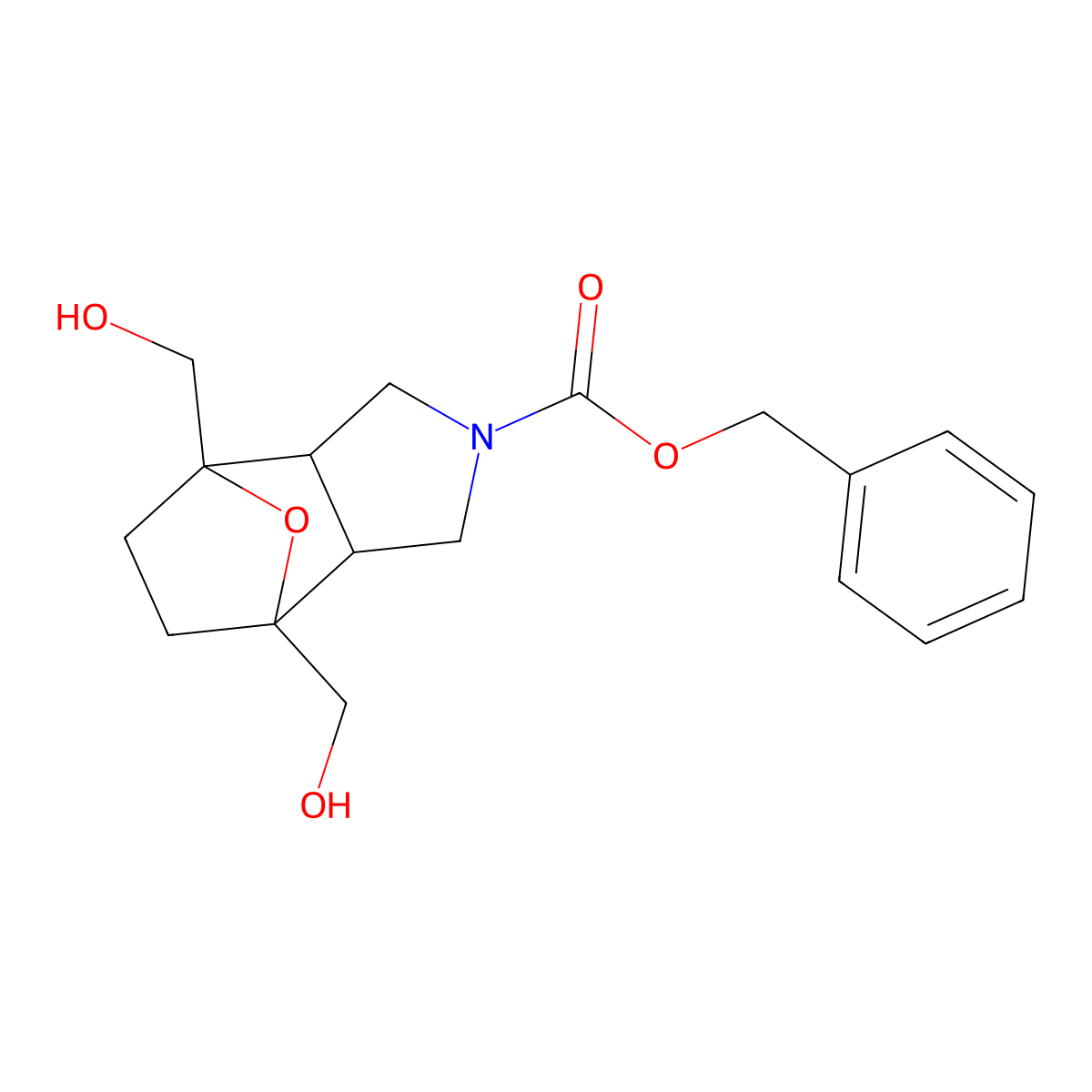 Benzyl 1,7-bis(hydroxymethyl)-10-oxa-4-azatricyclo[5.2.1.0,2,6]decane-4-carboxylate molecular structure, CAS 2680721-04-2