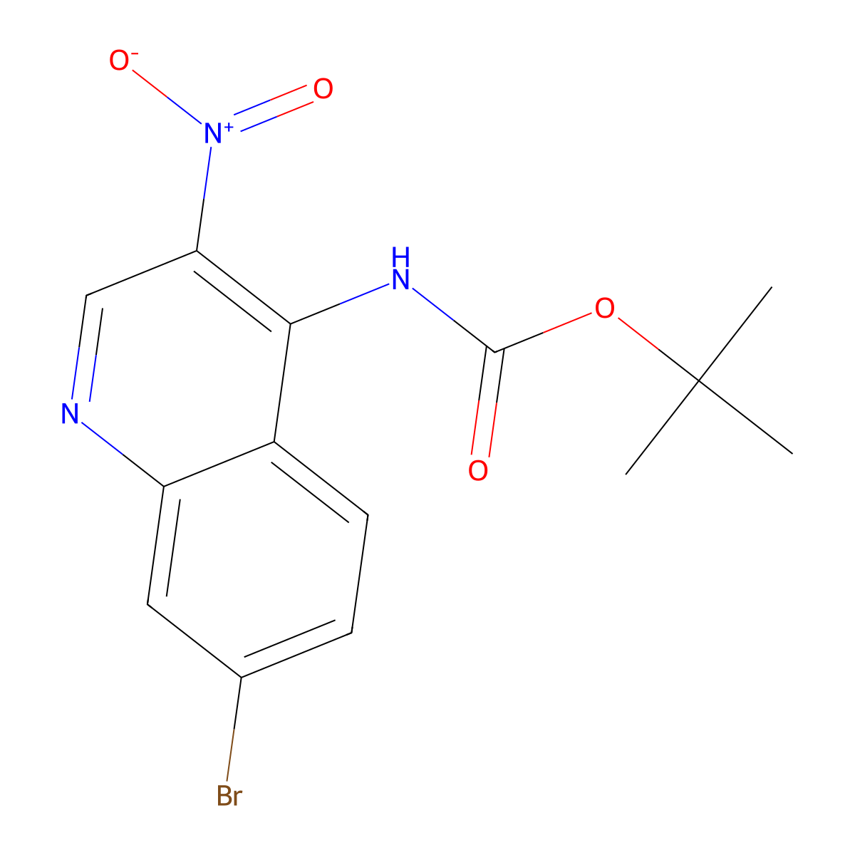 tert-butyl N-(7-bromo-3-nitroquinolin-4-yl)carbamate molecular structure, CAS 2680721-08-6