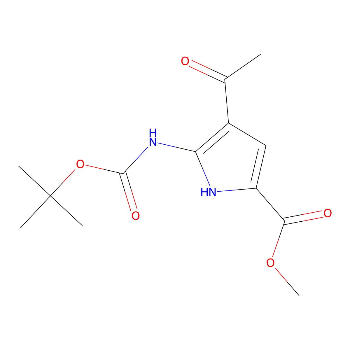 methyl 4-acetyl-5-{[(tert-butoxy)carbonyl]amino}-1H-pyrrole-2-carboxylate molecular structure, CAS 2680721-16-6