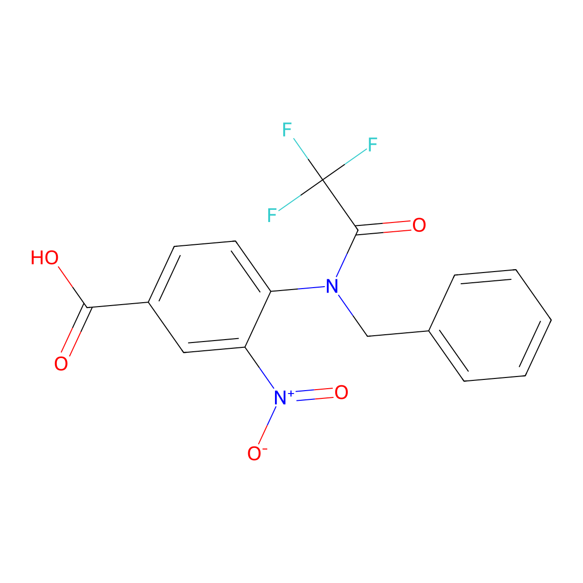 4-(N-benzyl-2,2,2-trifluoroacetamido)-3-nitrobenzoic acid molecular structure, CAS 2680721-24-6