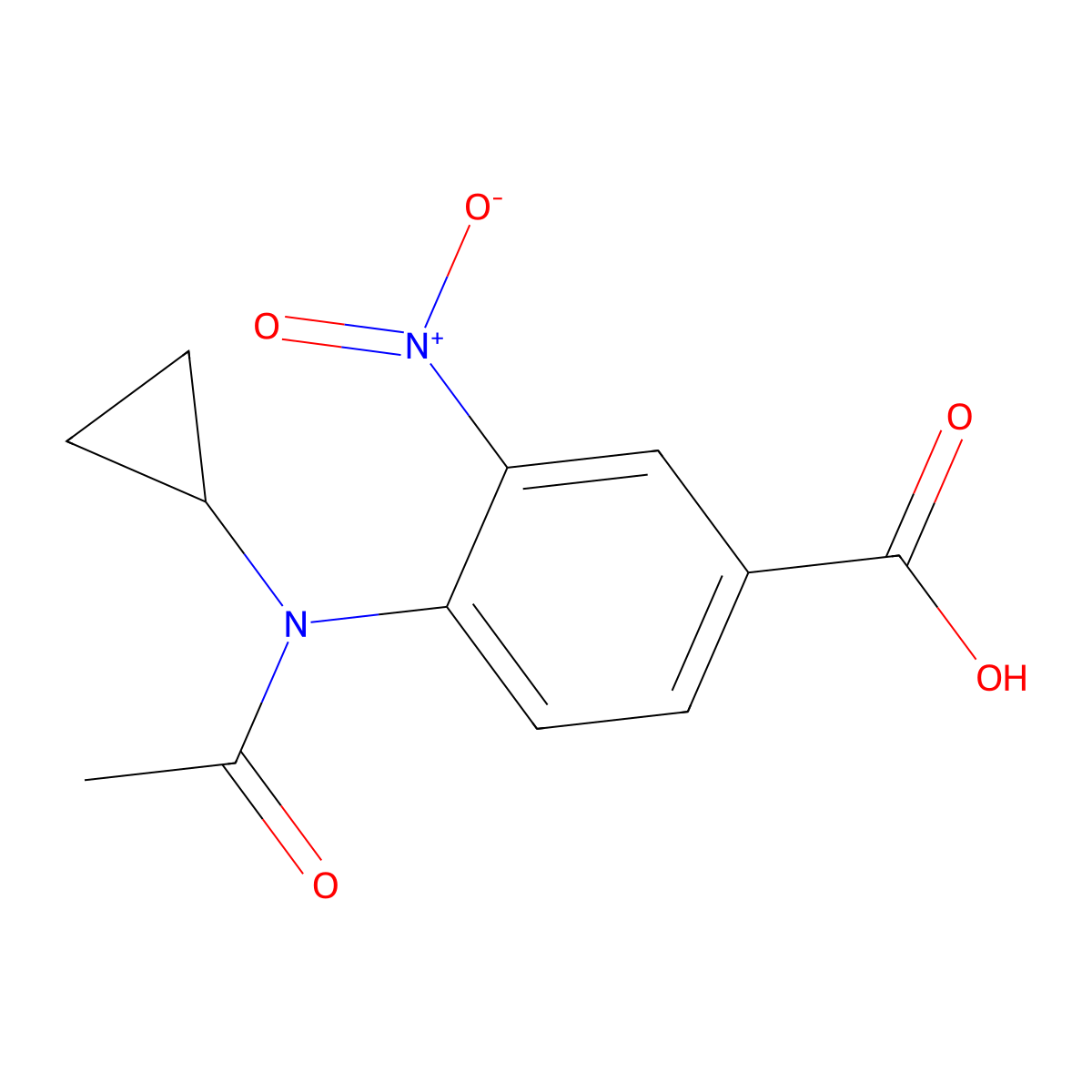 4-(N-cyclopropylacetamido)-3-nitrobenzoic acid molecular structure, CAS 2680721-25-7