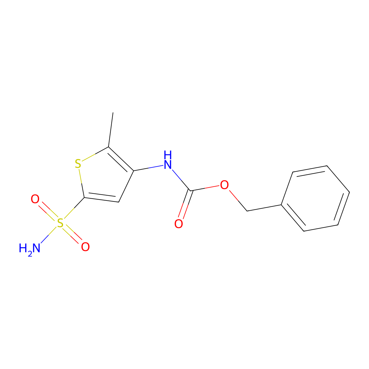 benzyl N-(2-methyl-5-sulfamoylthiophen-3-yl)carbamate molecular structure, CAS 2680721-28-0