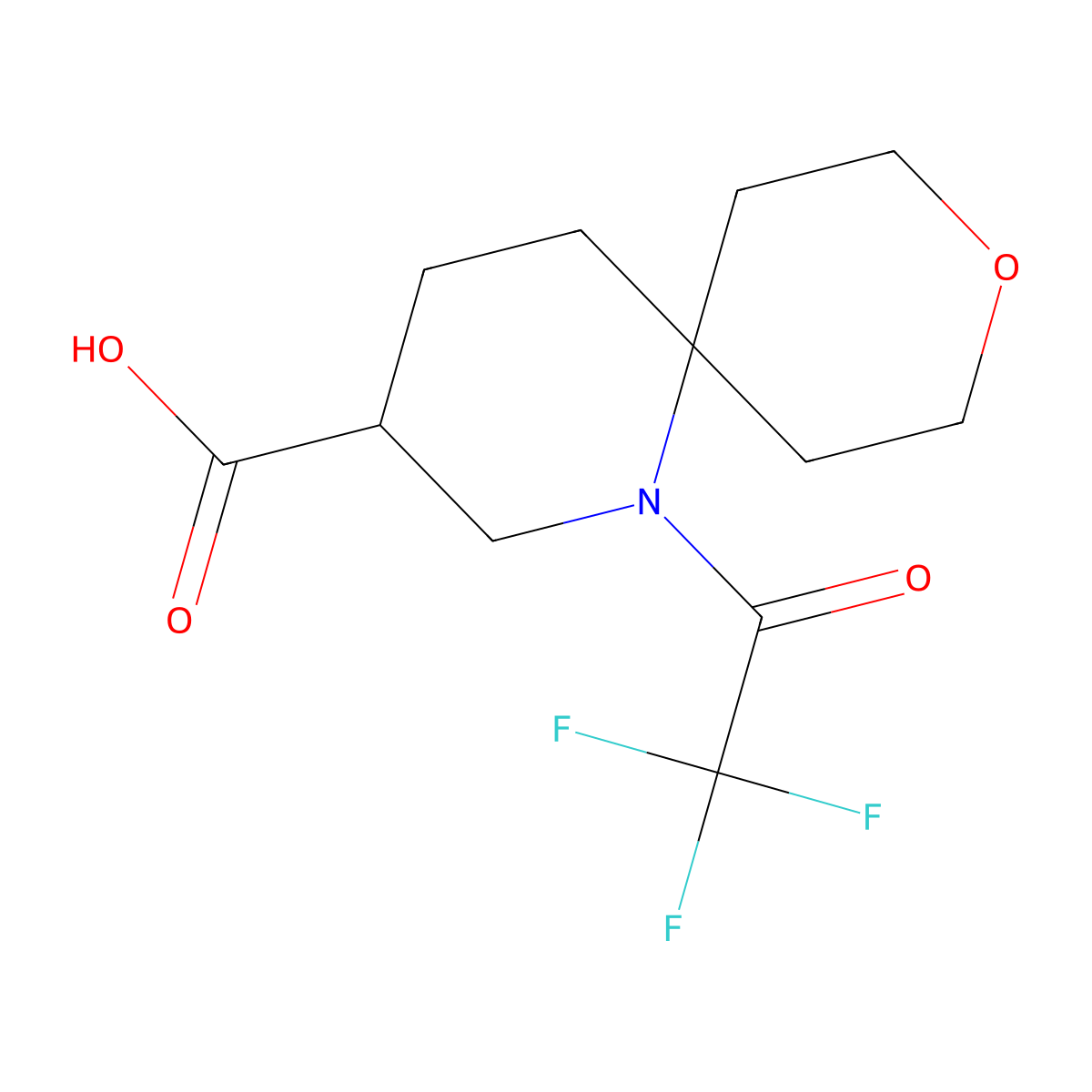 1-(2,2,2-Trifluoroacetyl)-9-oxa-1-azaspiro[5.5]undecane-3-carboxylic acid molecular structure, CAS 2680721-32-6