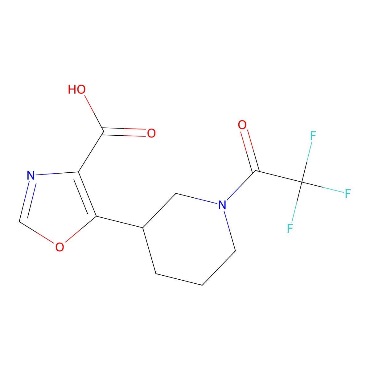 5-[1-(2,2,2-Trifluoroacetyl)piperidin-3-yl]-1,3-oxazole-4-carboxylic acid molecular structure, CAS 2680721-35-9