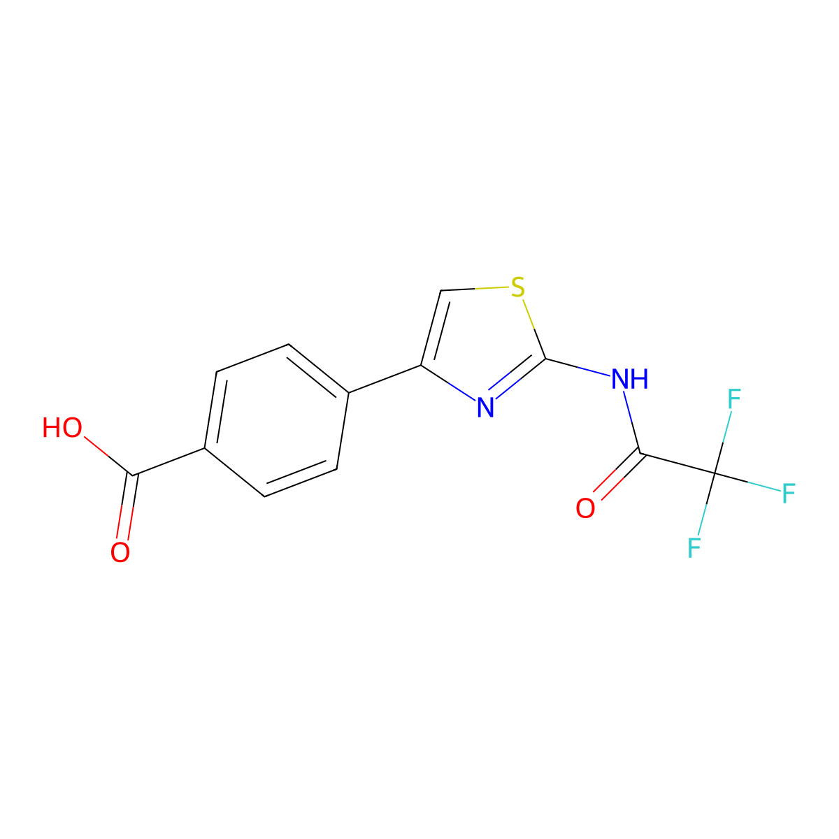 4-[2-(2,2,2-Trifluoroacetamido)-1,3-thiazol-4-yl]benzoic acid molecular structure, CAS 2680721-37-1