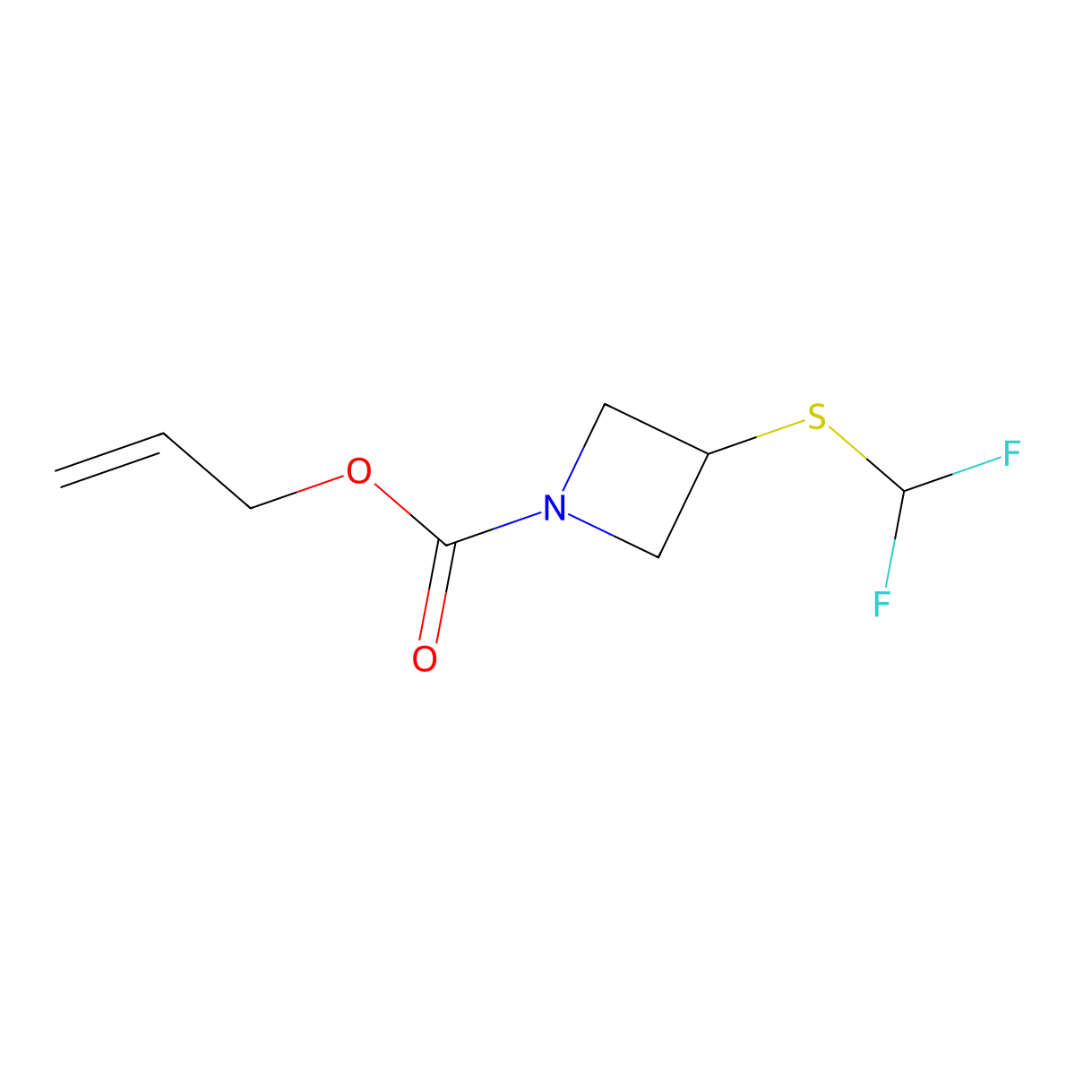 Prop-2-en-1-yl 3-[(difluoromethyl)sulfanyl]azetidine-1-carboxylate molecular structure, CAS 2680721-48-4