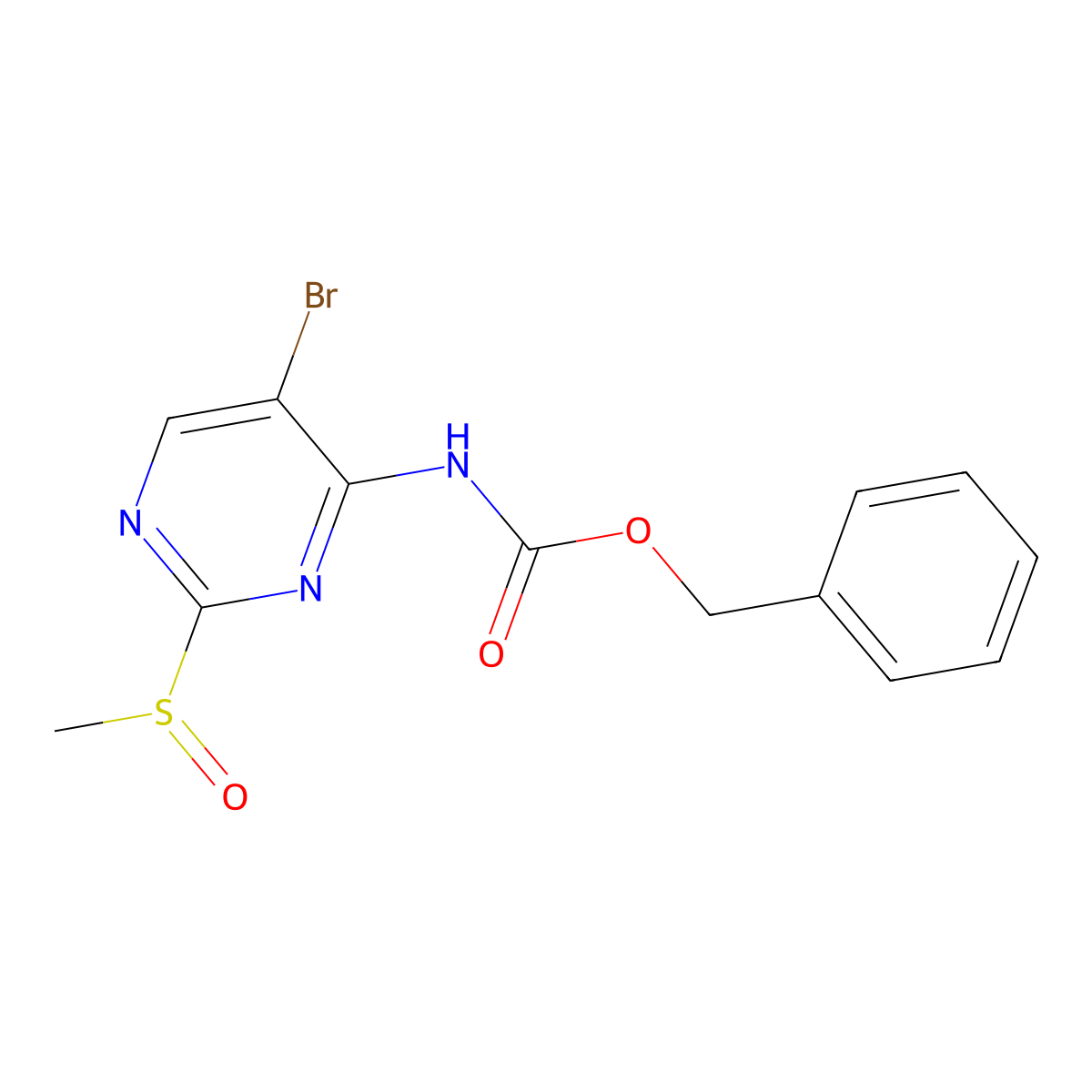 benzyl N-(5-bromo-2-methanesulfinylpyrimidin-4-yl)carbamate molecular structure, CAS 2680721-49-5