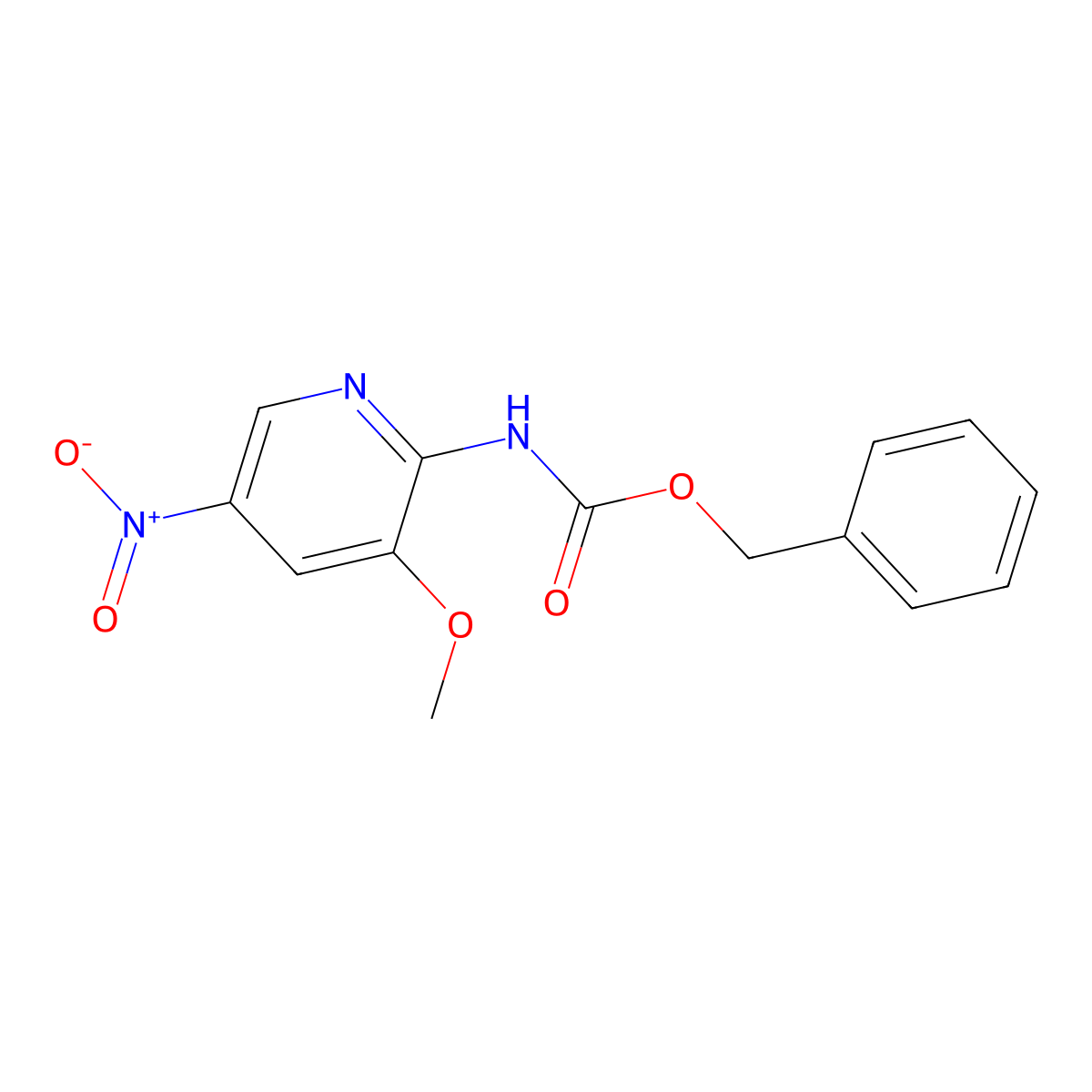 benzyl N-(3-methoxy-5-nitropyridin-2-yl)carbamate molecular structure, CAS 2680721-55-3