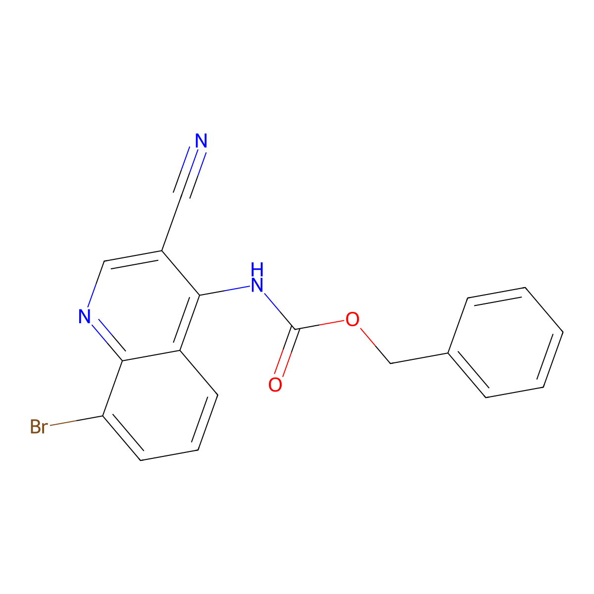 benzyl N-(8-bromo-3-cyanoquinolin-4-yl)carbamate molecular structure, CAS 2680721-56-4