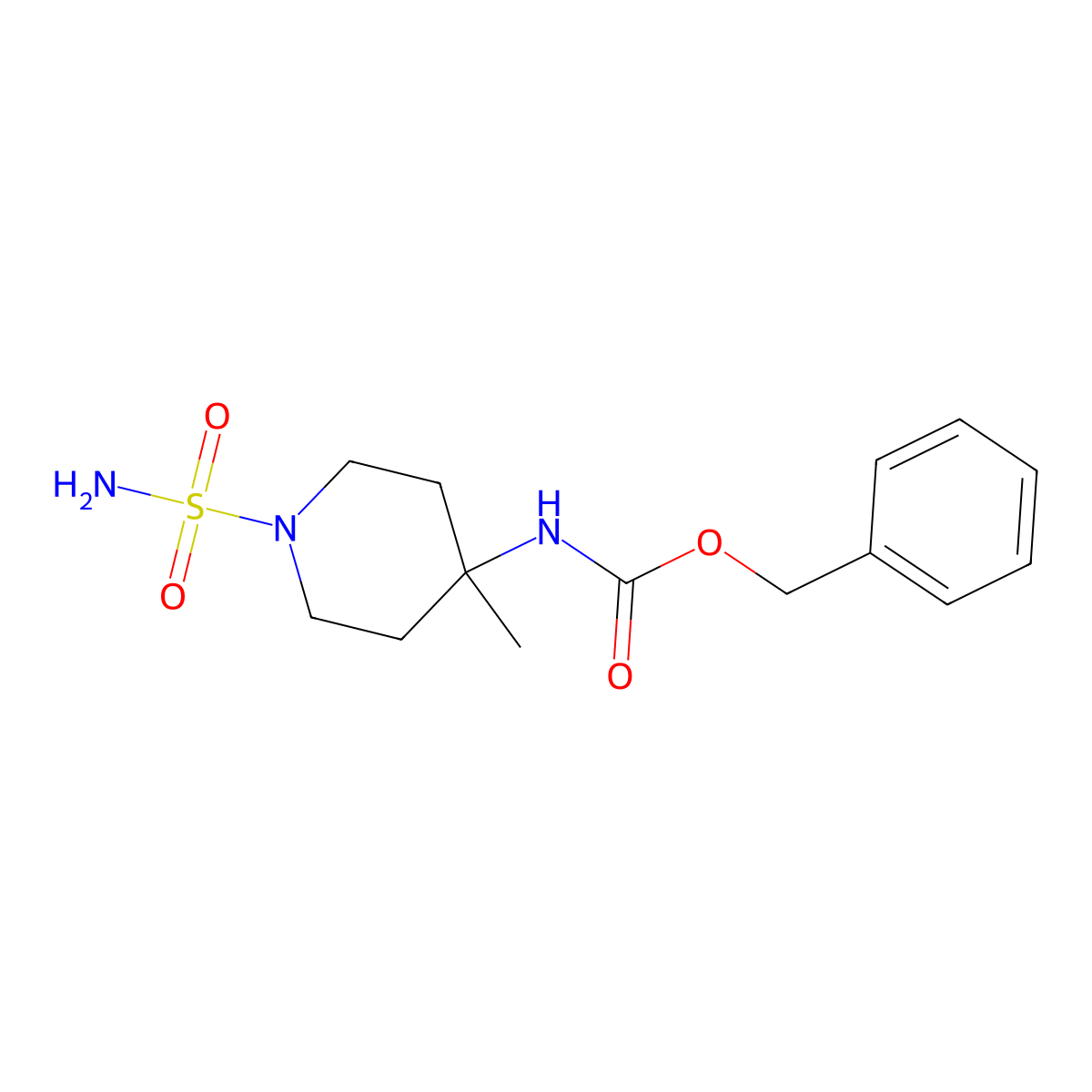 benzyl N-(4-methyl-1-sulfamoylpiperidin-4-yl)carbamate molecular structure, CAS 2680721-57-5
