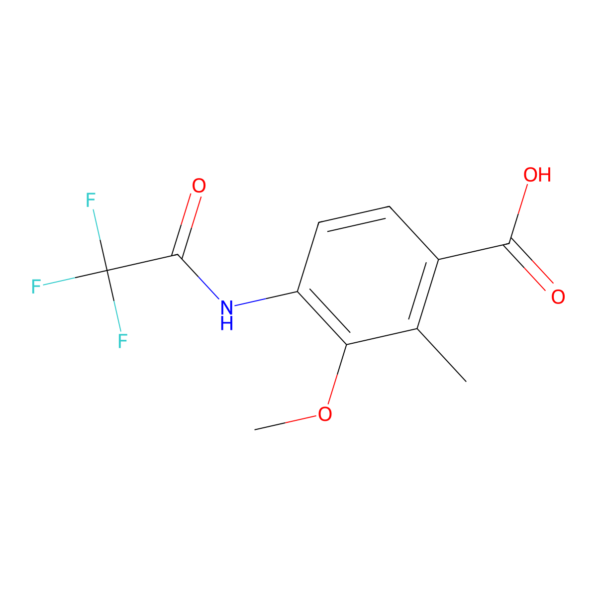 3-Methoxy-2-methyl-4-(2,2,2-trifluoroacetamido)benzoic acid molecular structure, CAS 2680721-58-6