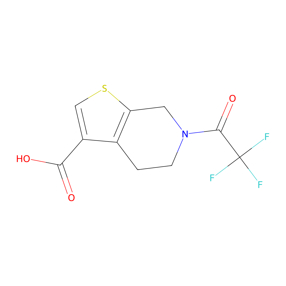 6-(2,2,2-trifluoroacetyl)-4H,5H,6H,7H-thieno[2,3-c]pyridine-3-carboxylic acid molecular structure, CAS 2680721-60-0