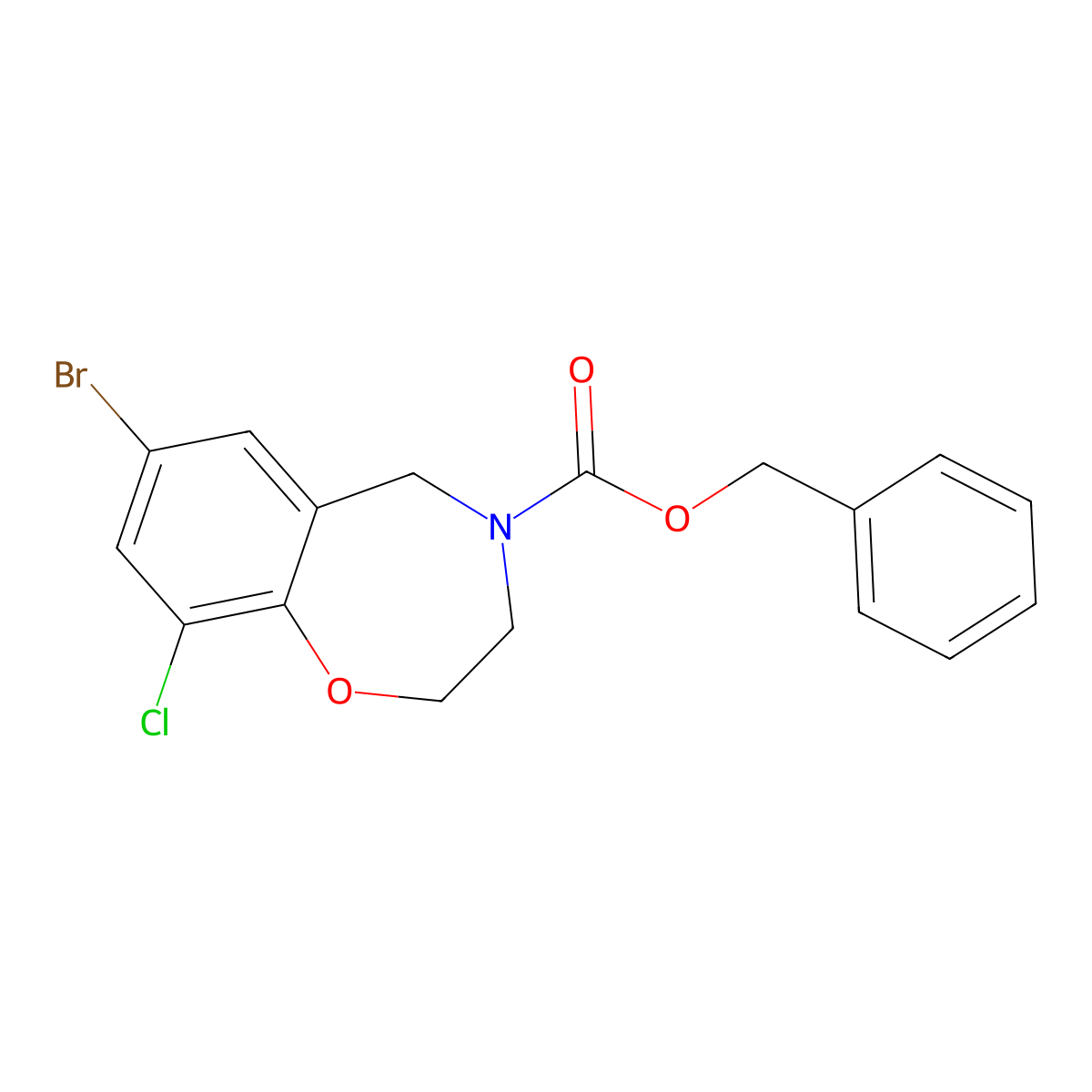 Benzyl 7-bromo-9-chloro-2,3,4,5-tetrahydro-1,4-benzoxazepine-4-carboxylate molecular structure, CAS 2680721-61-1