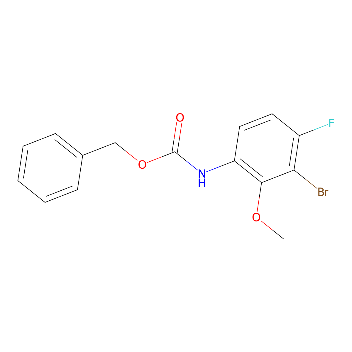 benzyl N-(3-bromo-4-fluoro-2-methoxyphenyl)carbamate molecular structure, CAS 2680721-93-9