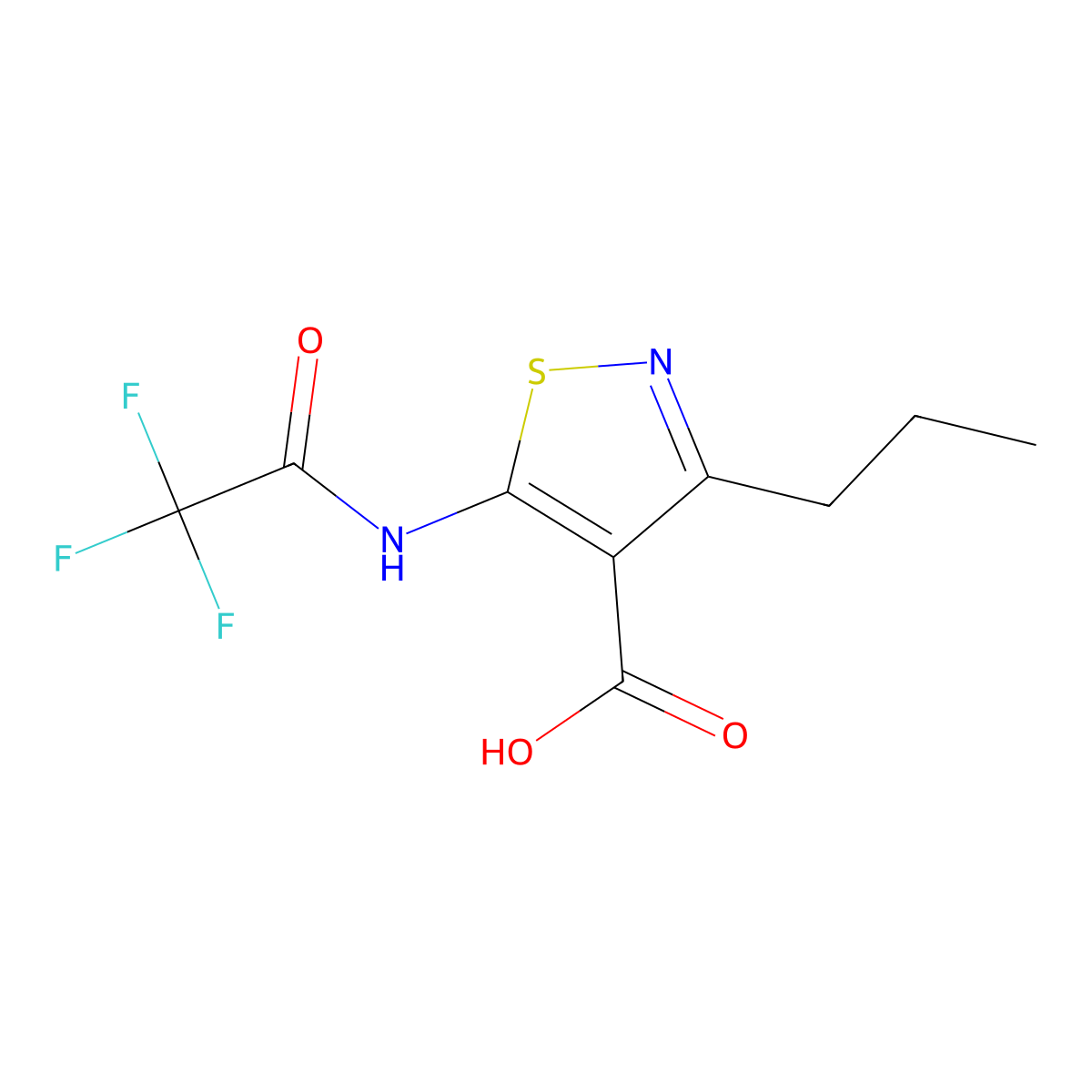 3-Propyl-5-(2,2,2-trifluoroacetamido)-1,2-thiazole-4-carboxylic acid molecular structure, CAS 2680722-01-2