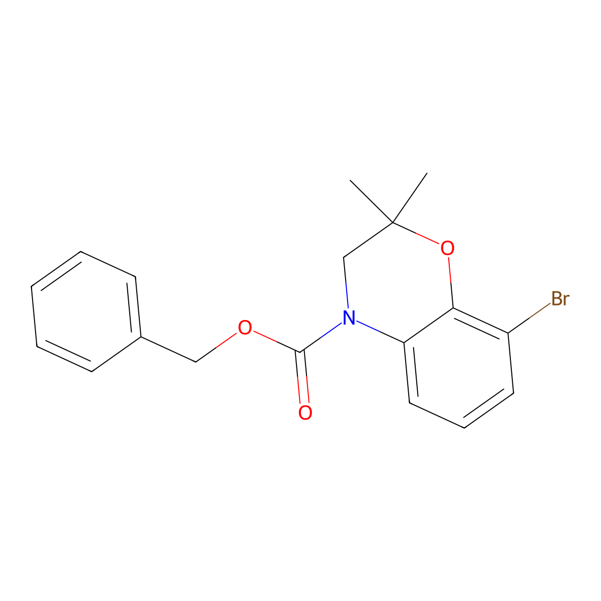benzyl 8-bromo-2,2-dimethyl-3,4-dihydro-2H-1,4-benzoxazine-4-carboxylate molecular structure, CAS 2680722-06-7