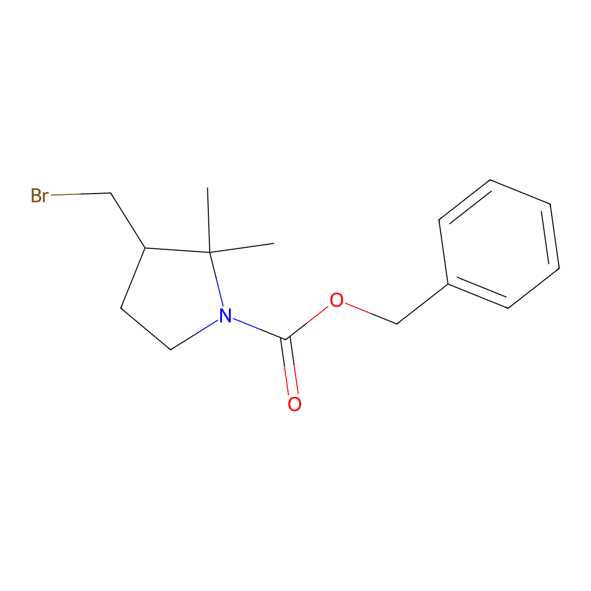 Benzyl 3-(bromomethyl)-2,2-dimethylpyrrolidine-1-carboxylate molecular structure, CAS 2680722-07-8