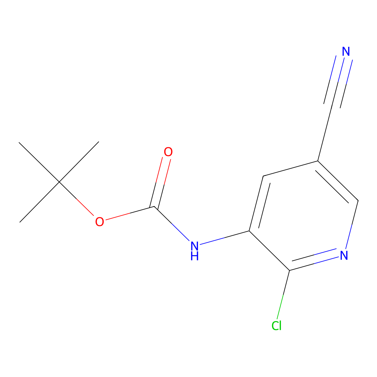 tert-butyl N-(2-chloro-5-cyanopyridin-3-yl)carbamate molecular structure, CAS 2680722-08-9