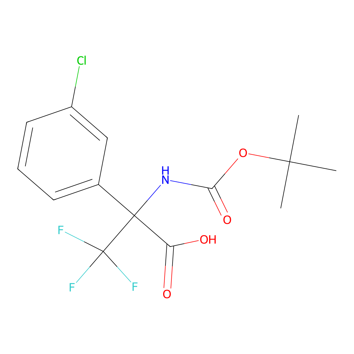 2-{[(Tert-butoxy)carbonyl]amino}-2-(3-chlorophenyl)-3,3,3-trifluoropropanoic acid molecular structure, CAS 2680722-09-0