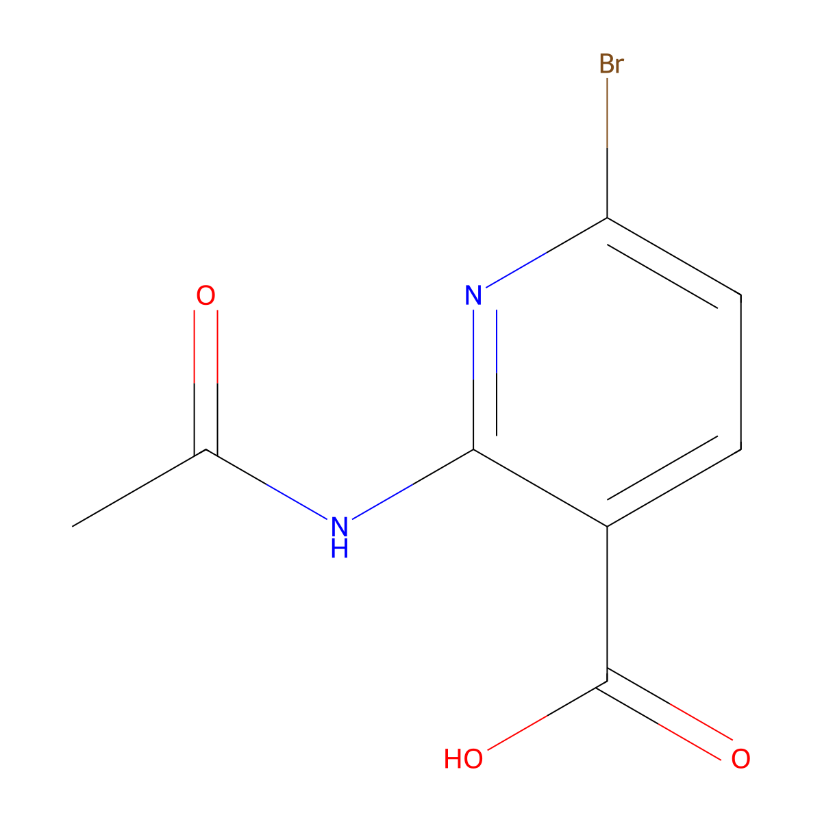 6-Bromo-2-acetamidopyridine-3-carboxylic acid molecular structure, CAS 2680722-12-5