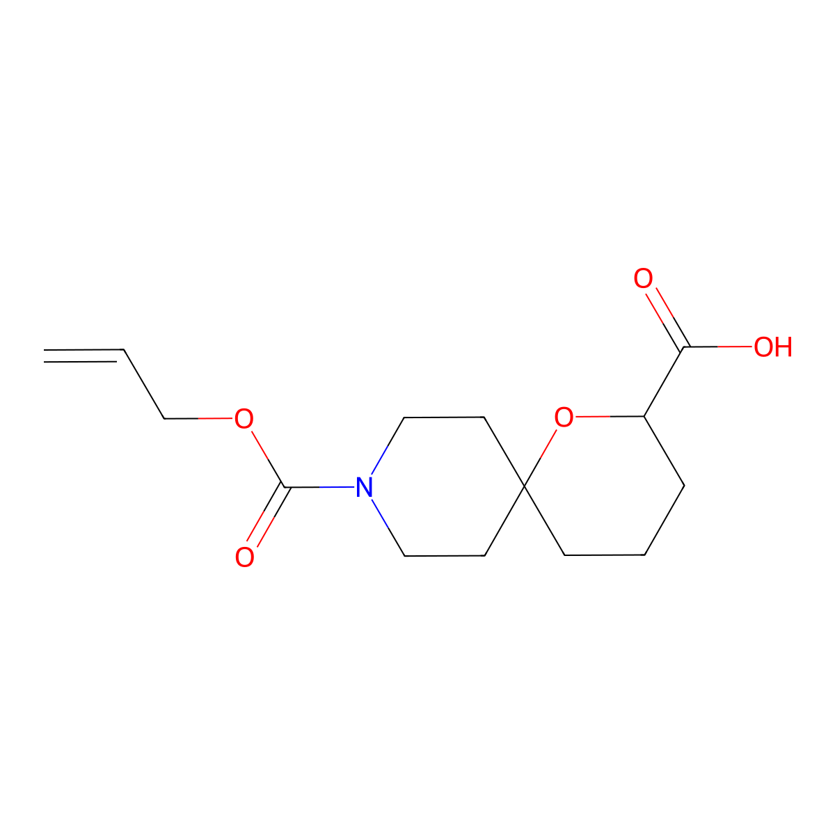 9-[(Prop-2-en-1-yloxy)carbonyl]-1-oxa-9-azaspiro[5.5]undecane-2-carboxylic acid molecular structure, CAS 2680722-13-6