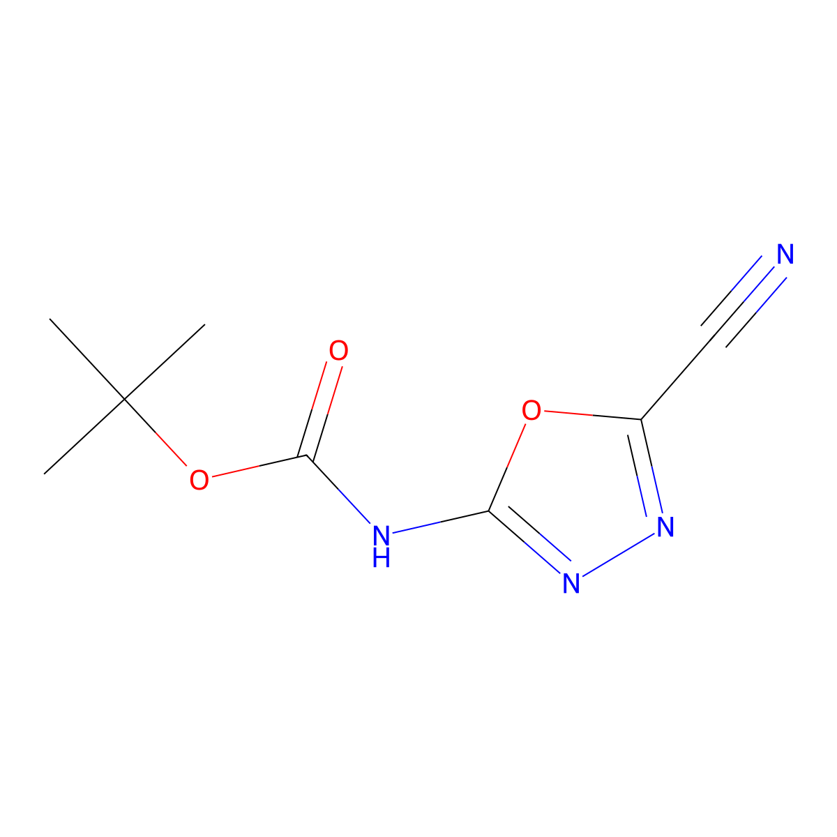 tert-butyl N-(5-cyano-1,3,4-oxadiazol-2-yl)carbamate molecular structure, CAS 2680722-16-9