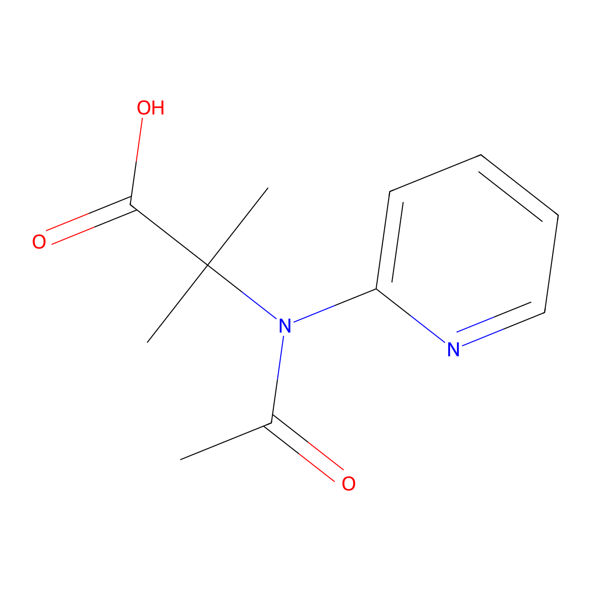 2-methyl-2-[N-(pyridin-2-yl)acetamido]propanoic acid molecular structure, CAS 2680722-20-5