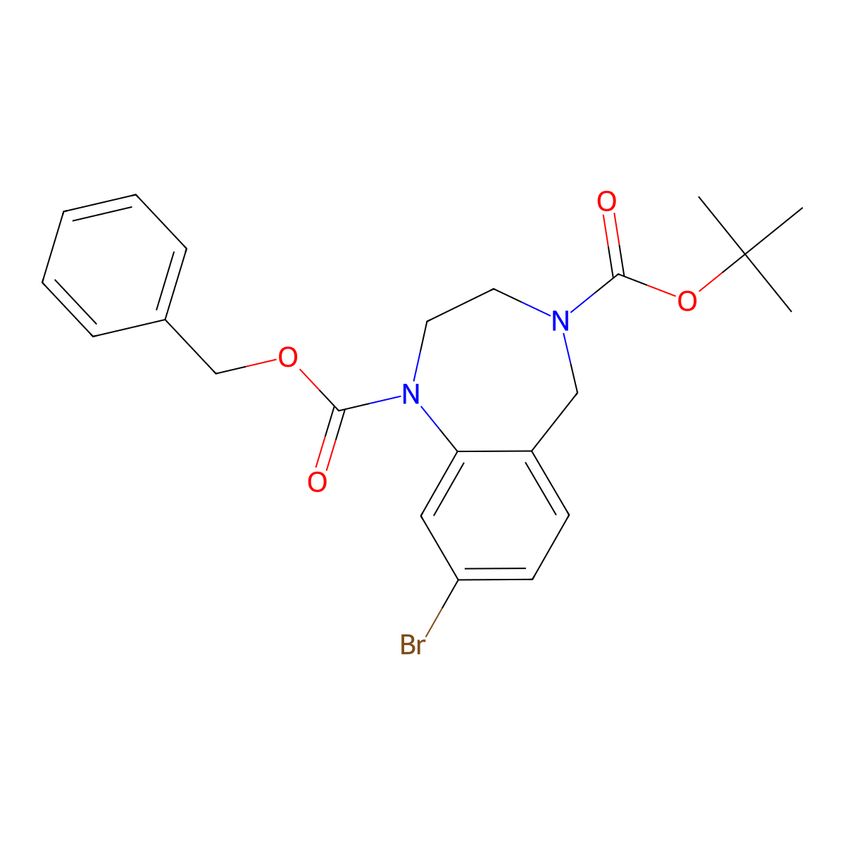 1-benzyl 4-tert-butyl 8-bromo-2,3,4,5-tetrahydro-1H-1,4-benzodiazepine-1,4-dicarboxylate molecular structure, CAS 2680722-31-8