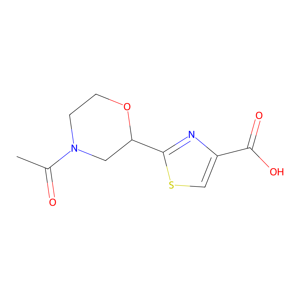 2-(4-Acetylmorpholin-2-yl)-1,3-thiazole-4-carboxylic acid molecular structure, CAS 2680722-33-0