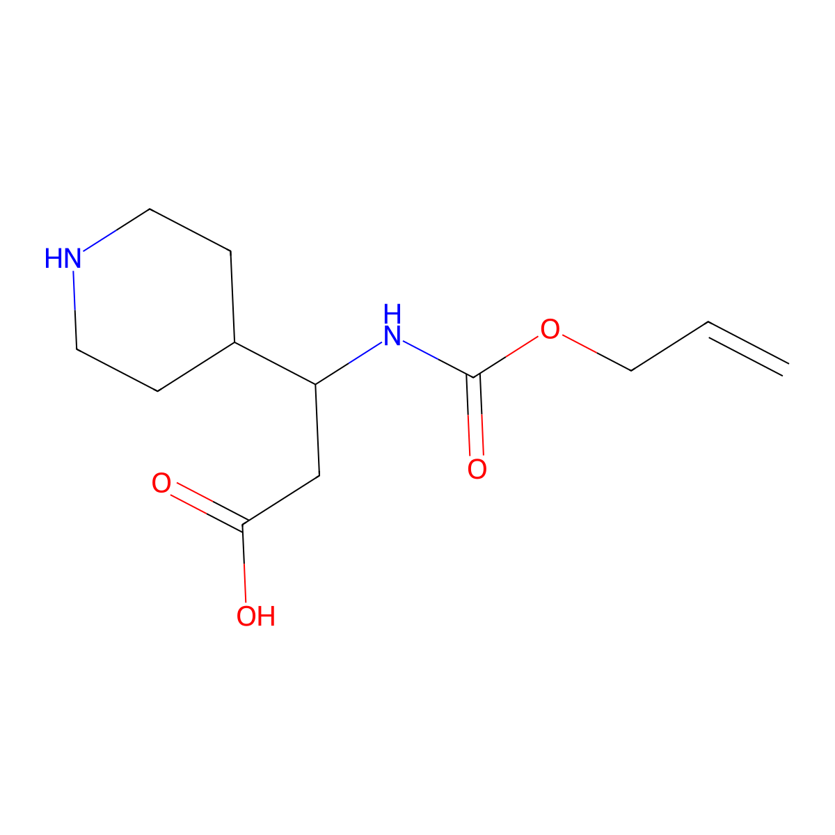 3-(Piperidin-4-yl)-3-{[(prop-2-en-1-yloxy)carbonyl]amino}propanoic acid molecular structure, CAS 2680722-36-3
