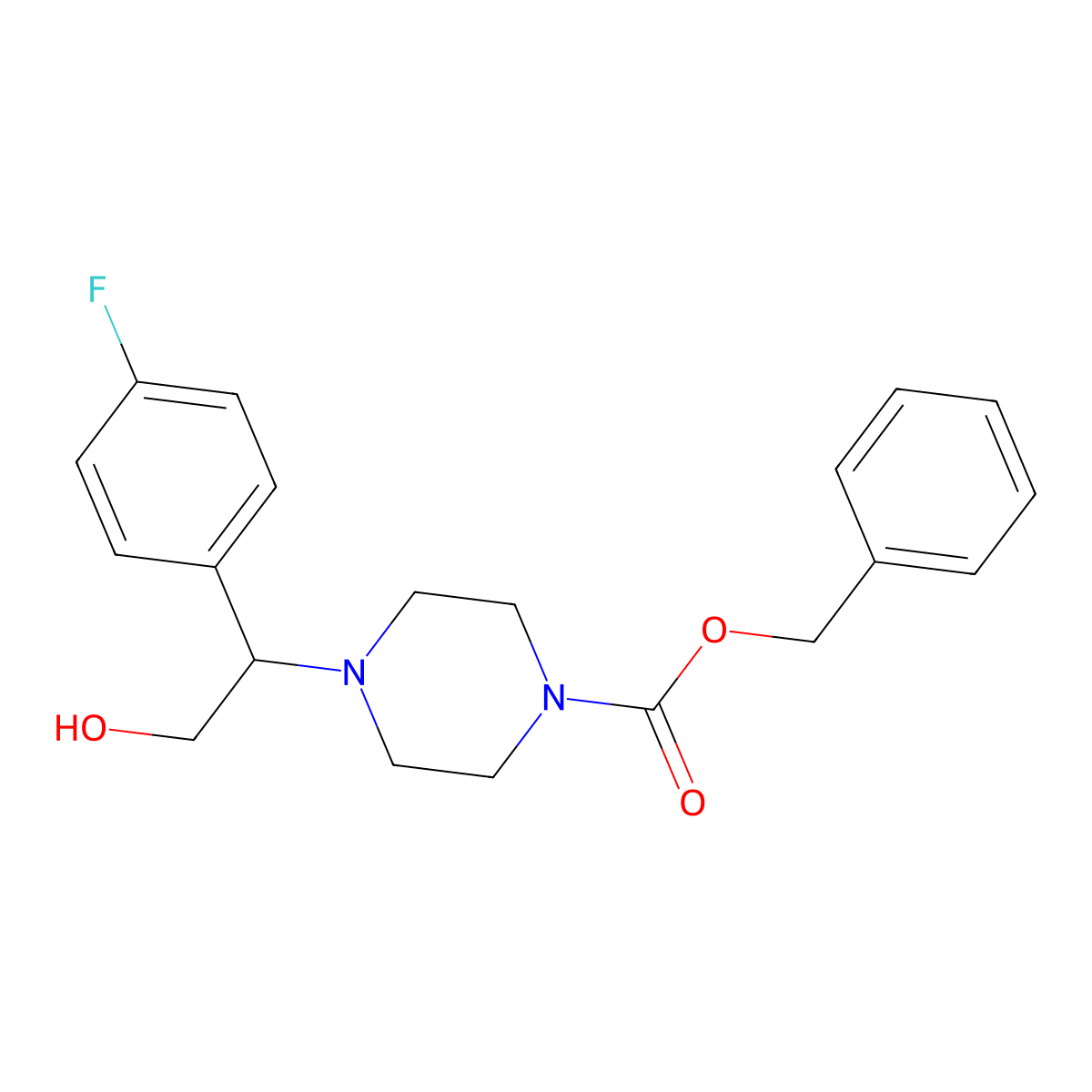 Benzyl 4-[1-(4-fluorophenyl)-2-hydroxyethyl]piperazine-1-carboxylate molecular structure, CAS 2680722-43-2
