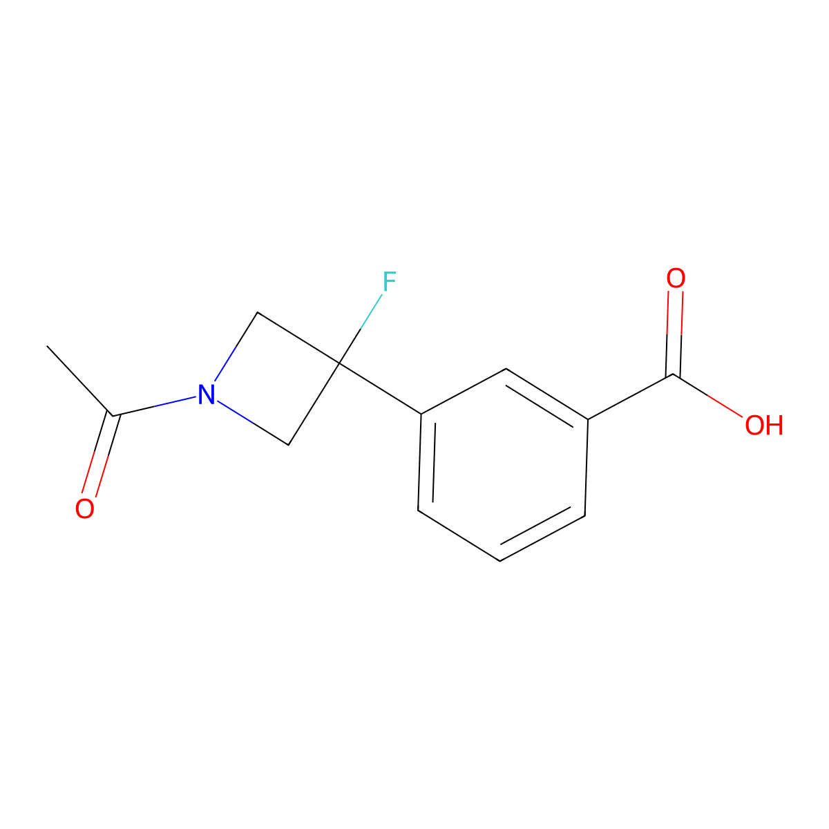 3-(1-Acetyl-3-fluoroazetidin-3-yl)benzoic acid molecular structure, CAS 2680722-44-3