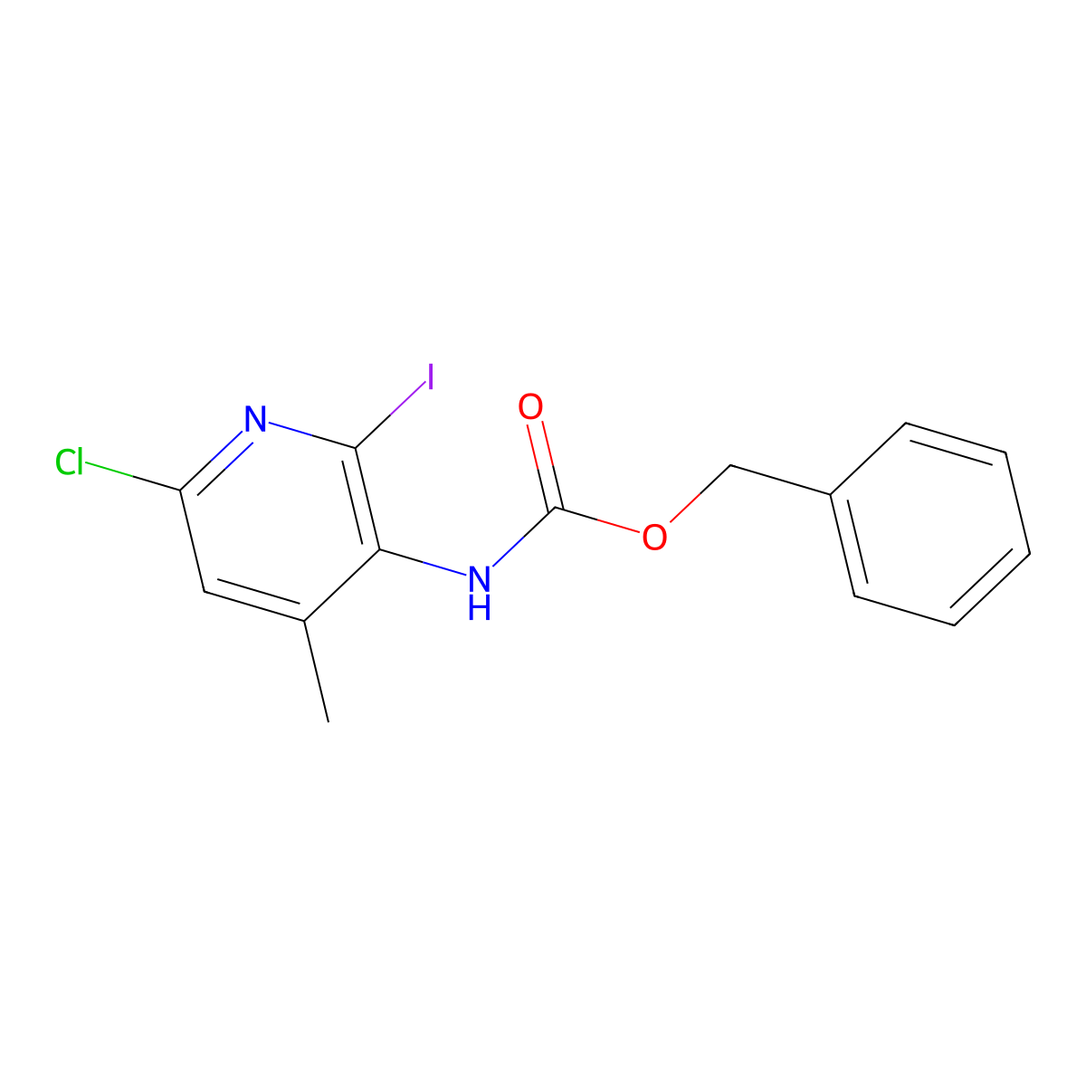 benzyl N-(6-chloro-2-iodo-4-methylpyridin-3-yl)carbamate molecular structure, CAS 2680722-46-5