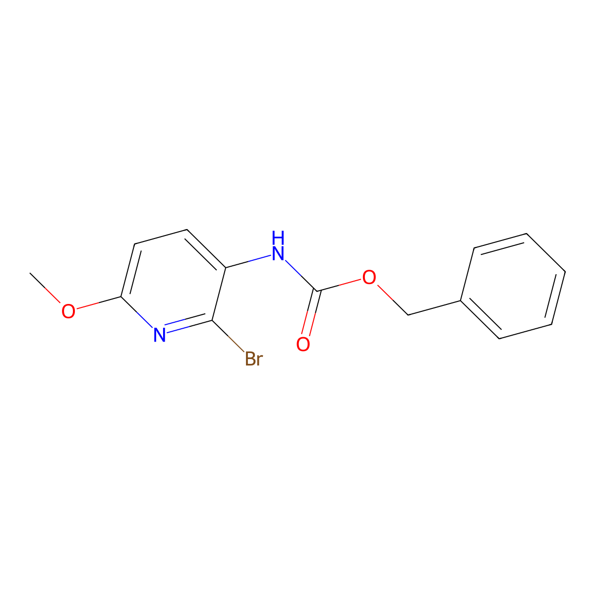 benzyl N-(2-bromo-6-methoxypyridin-3-yl)carbamate molecular structure, CAS 2680722-54-5
