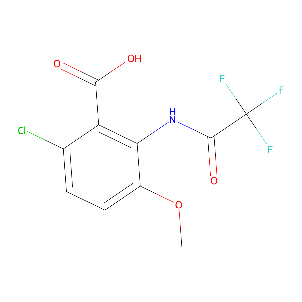 6-Chloro-3-methoxy-2-(2,2,2-trifluoroacetamido)benzoic acid molecular structure, CAS 2680722-66-9