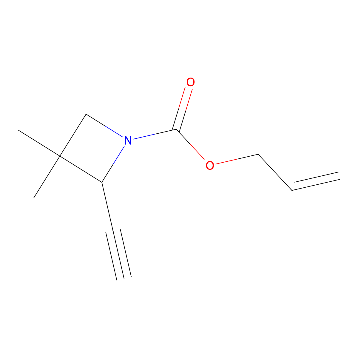 Prop-2-en-1-yl 2-ethynyl-3,3-dimethylazetidine-1-carboxylate molecular structure, CAS 2680722-83-0
