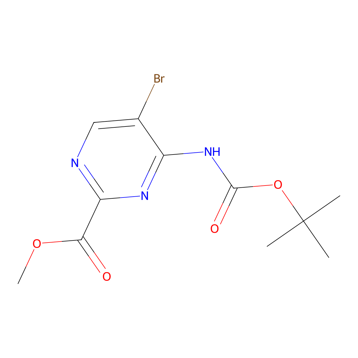 Methyl 5-bromo-4-{[(tert-butoxy)carbonyl]amino}pyrimidine-2-carboxylate molecular structure, CAS 2680722-85-2