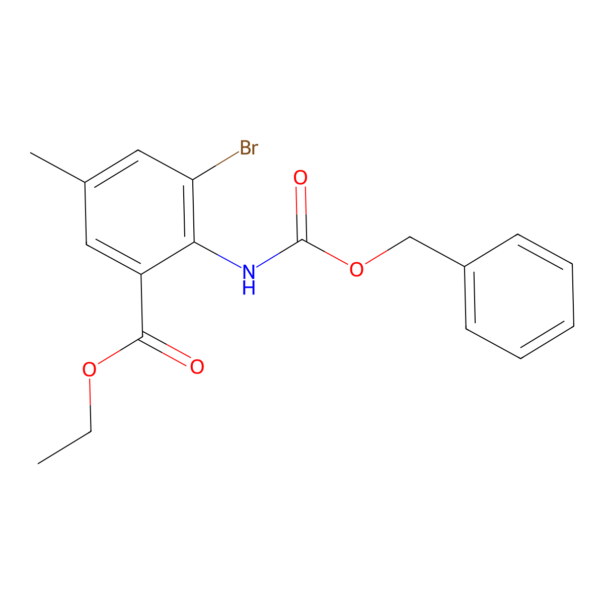 Ethyl 2-{[(benzyloxy)carbonyl]amino}-3-bromo-5-methylbenzoate molecular structure, CAS 2680722-88-5