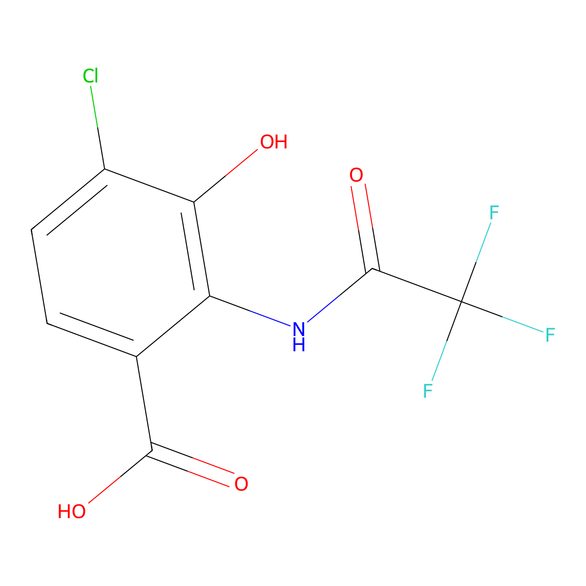 4-Chloro-3-hydroxy-2-(2,2,2-trifluoroacetamido)benzoic acid molecular structure, CAS 2680722-92-1
