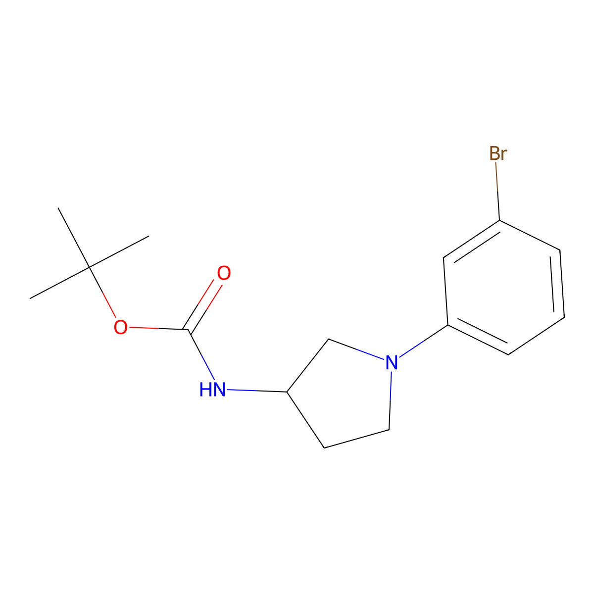 tert-butyl N-[1-(3-bromophenyl)pyrrolidin-3-yl]carbamate molecular structure, CAS 2680723-03-7