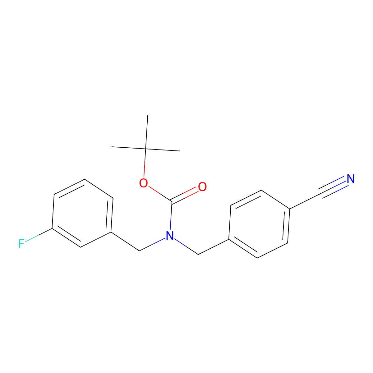 tert-butyl N-[(4-cyanophenyl)methyl]-N-[(3-fluorophenyl)methyl]carbamate molecular structure, CAS 2680723-08-2