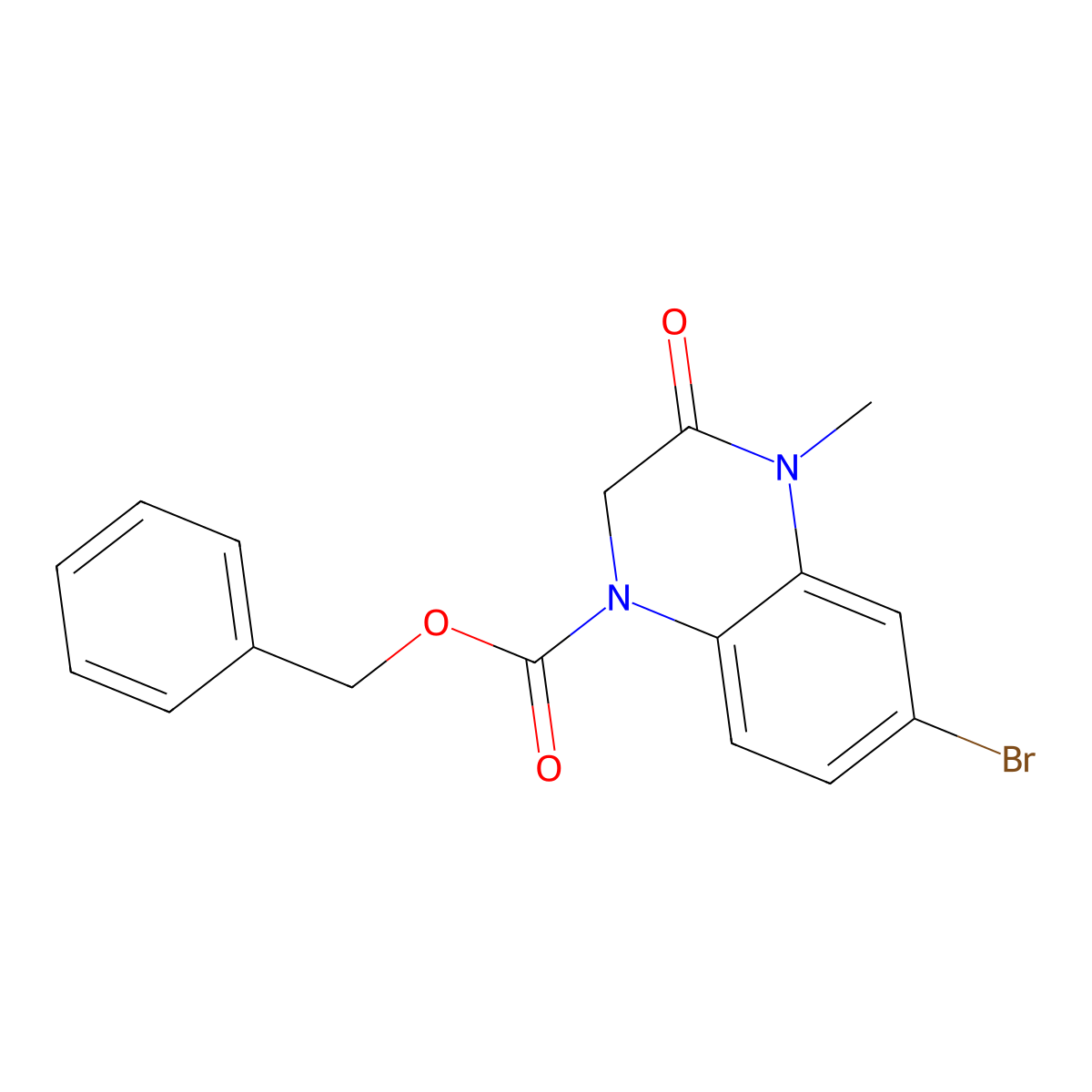 Benzyl 6-bromo-4-methyl-3-oxo-1,2,3,4-tetrahydroquinoxaline-1-carboxylate molecular structure, CAS 2680723-09-3