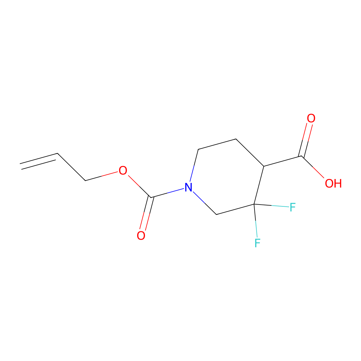3,3-Difluoro-1-[(prop-2-en-1-yloxy)carbonyl]piperidine-4-carboxylic acid molecular structure, CAS 2680723-21-9