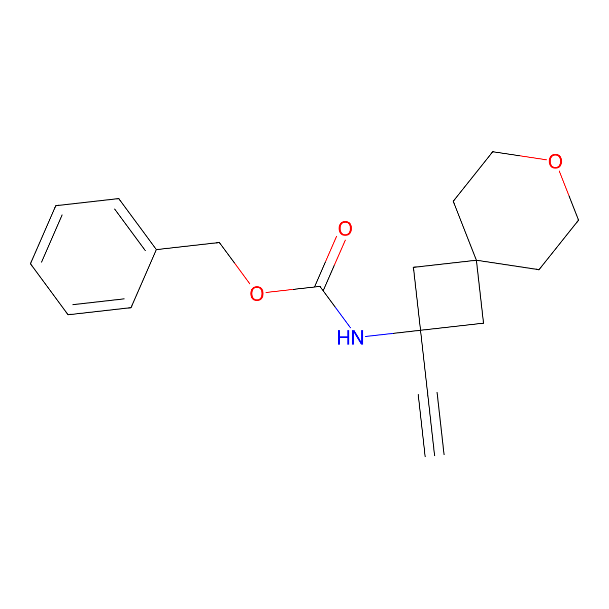 benzyl N-{2-ethynyl-7-oxaspiro[3.5]nonan-2-yl}carbamate molecular structure, CAS 2680723-27-5